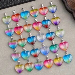 4pcs Multicolor Heart Pendant Necklace Set